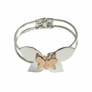 Metal Double Butterfly Silver and Copper Hinge Bracelet